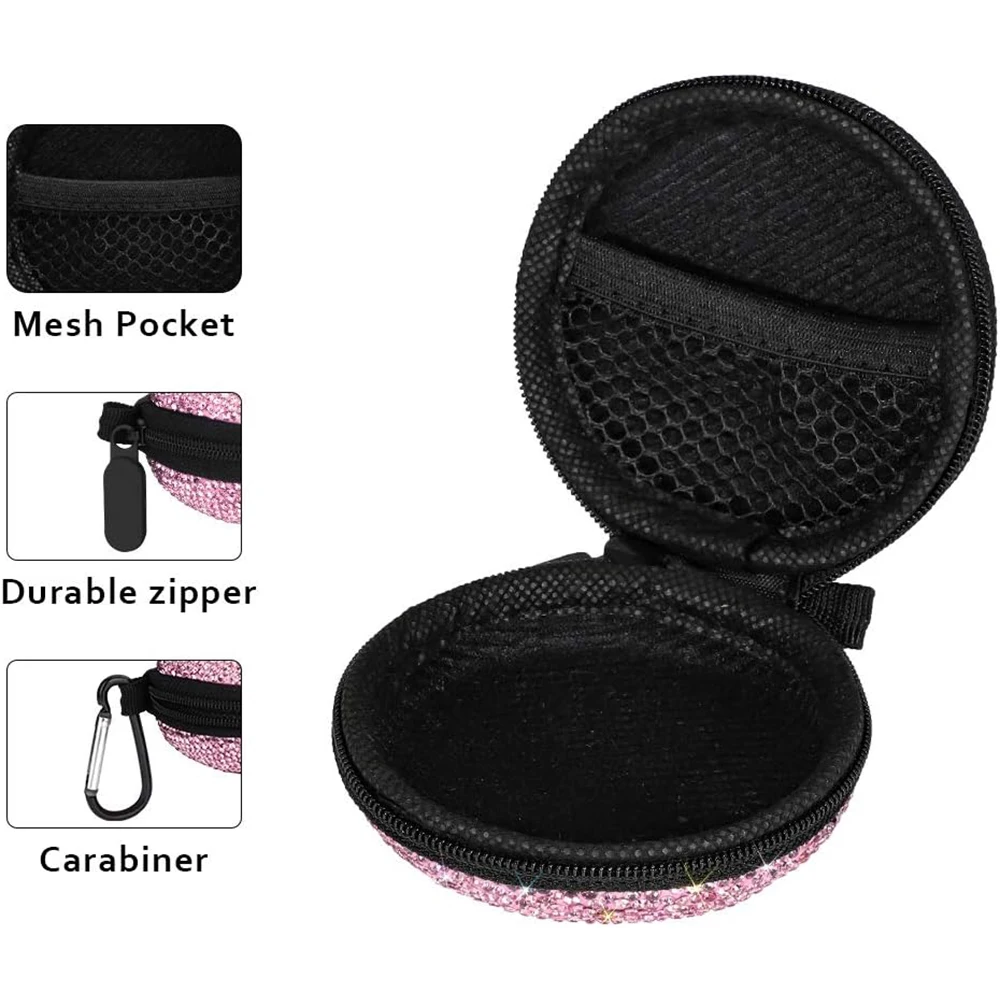 Earphone Case Earbuds Small Carrying Cases Bling Rhinestone Crystal Portable Headphone Organizer Storage Pouch box eva custom