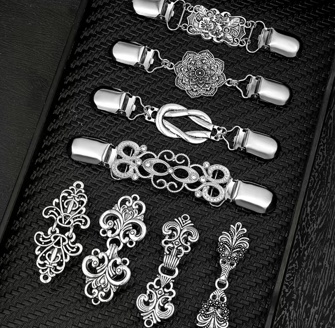Retro Shawl Sweater Clips, Vintage Cardigan Collar Clips, Dress Shirt Brooch Clips For Women Girls