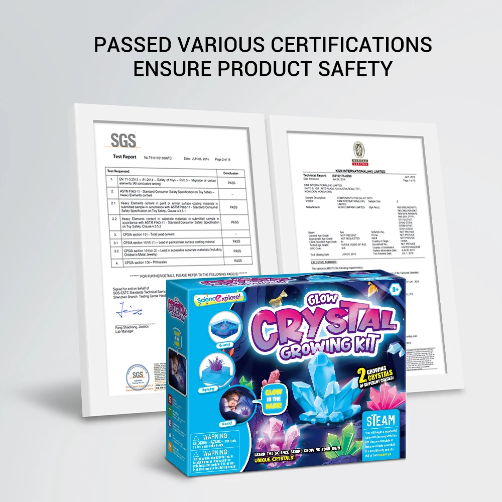 2022 new arrivals kids non-toxic safety glow crystal growing science kit funny STEM boy & girl toys