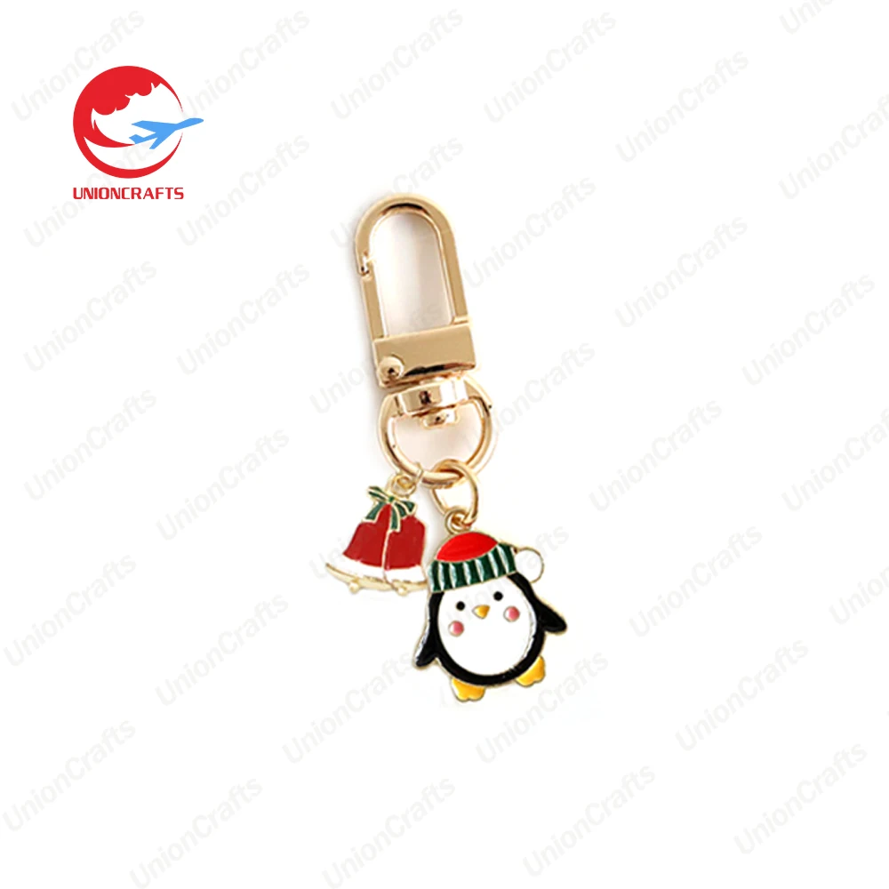 Customized cartoon cute halloween christmas party gifts tree pendant santa claus key ring accessories metal christmas keychain