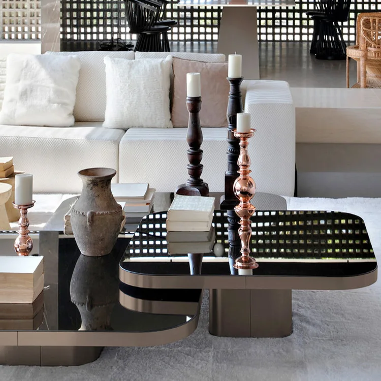 High quality marble counter tops creative simple square glass coffee table small apartment set end table