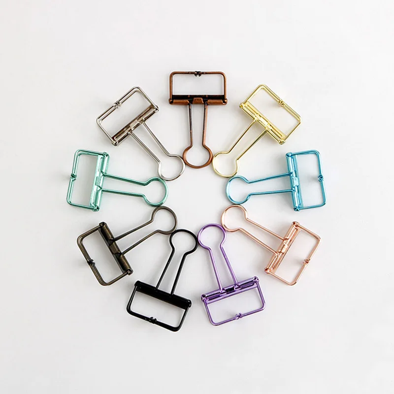 Custom Colorful Office Stationery Fold Back Clip Metal Paper Binder Clips Foldover Clips