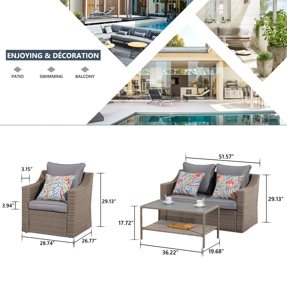 Modular Bedroom Sofa Furniture Set Outdoor Brown Rattan Oversized Sectional Sofa For Living Room