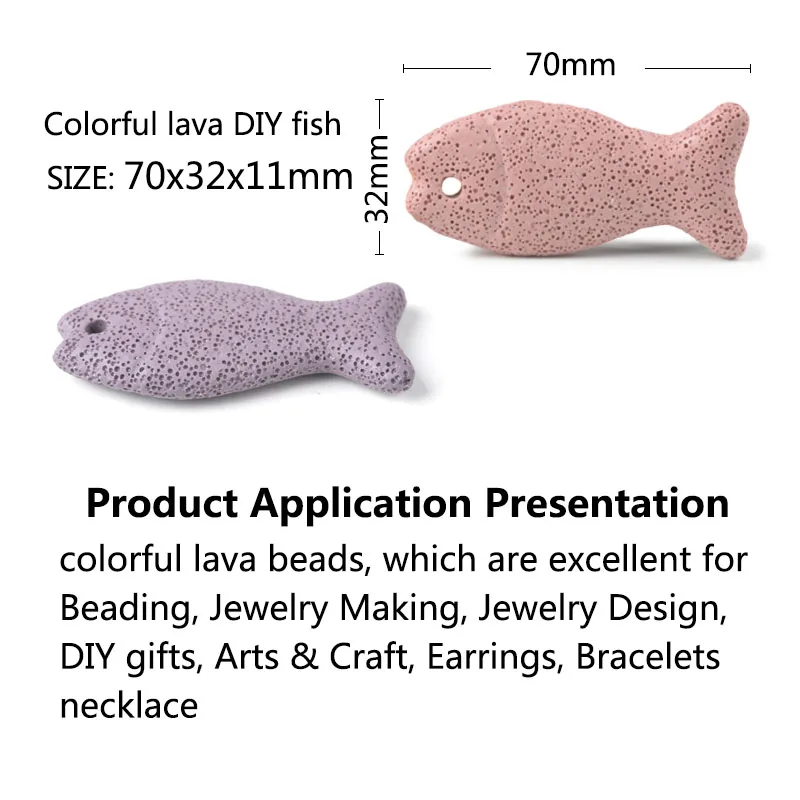 13 Colors Volcano Lava Rocks Essential Oil Diffuser Fish Shape Stone Pendant Beads DIY Jewelry Making