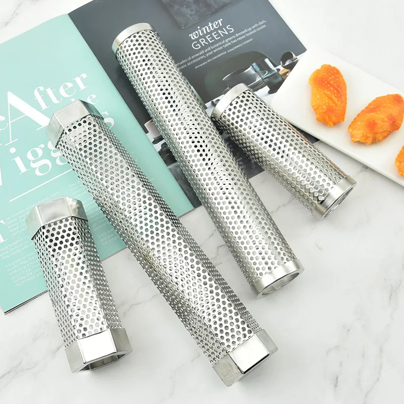 Stainless Steel 304 Hexagon Grill Smoker Box BBQ Smoking Tube for Outdoor Picnic Camping Metal Pellet Grill Tool