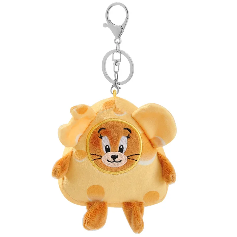 Cute Cheese Cat and Mouse Tom Jerry Cheese Plush Toy Key Chain Claw Machine Pendant