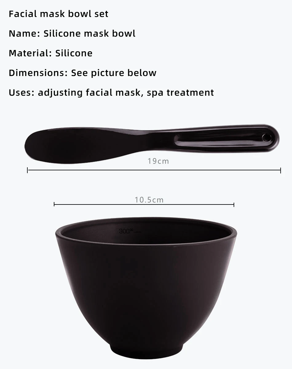Eco-friendly beauty spa diy Silicone Flexible Mask Mixing cosmetic Facial Mask Bowl brush mix silicone face mask mixing bowl set
