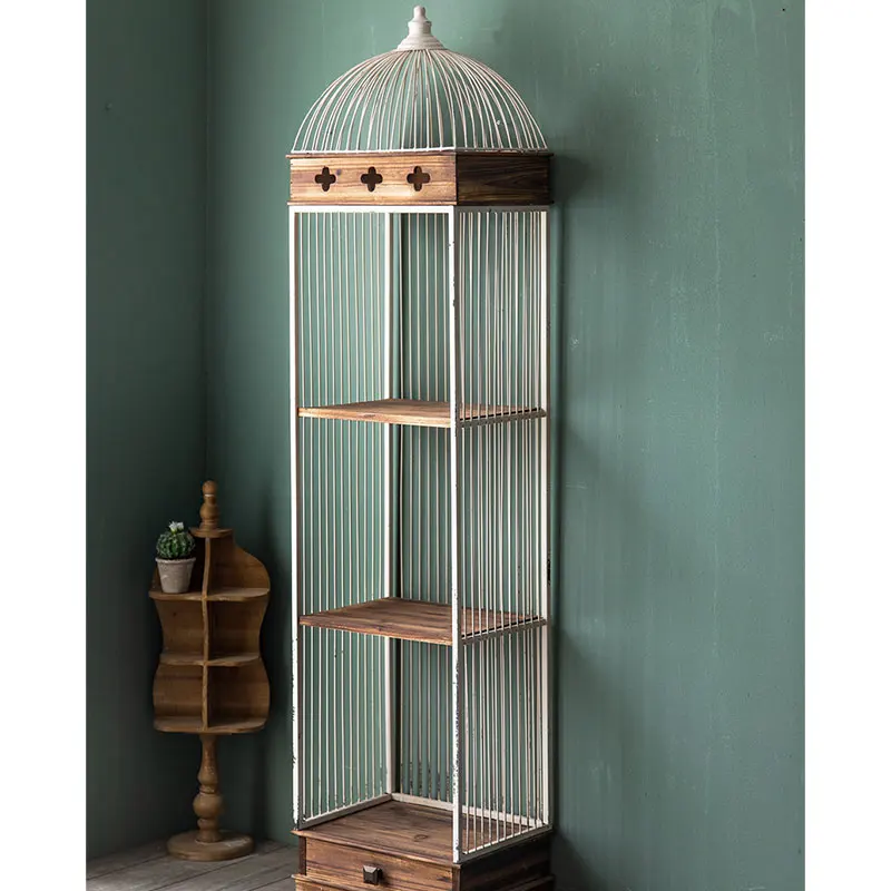 Luxury Home Decor 2021 Living Room Furniture Metal Decorative Bird Cage Plants Book Stand Shelf