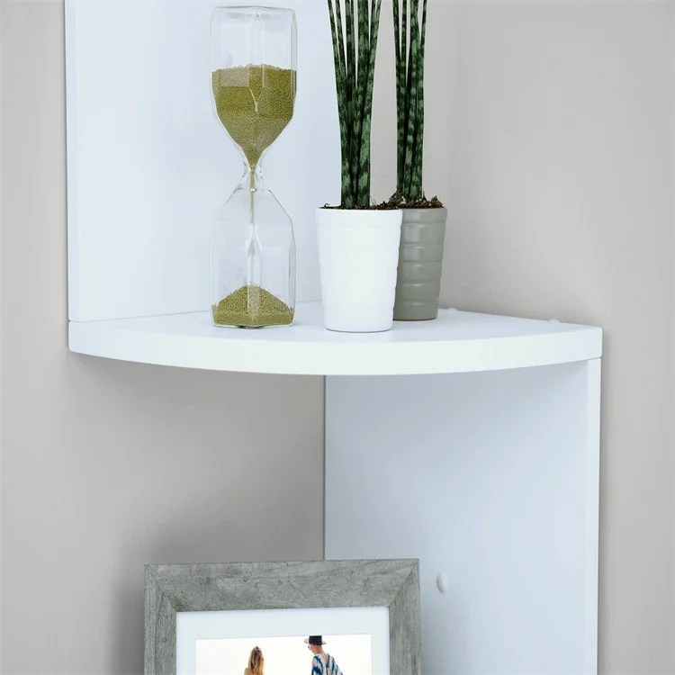 Modern minimalist wall mounted white corner shelf