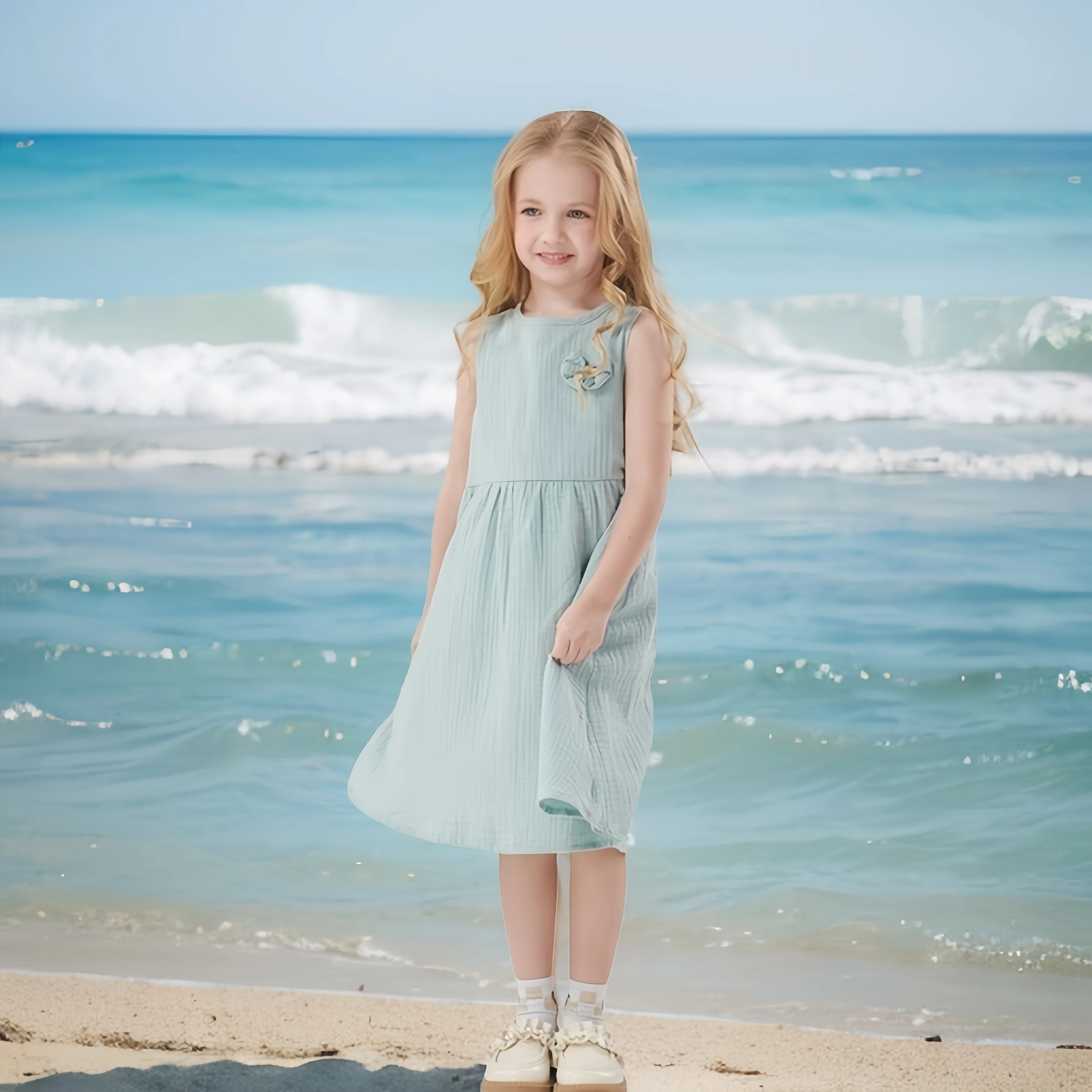 Kids Wear Wholesale Girls Clothes Fashion Pure Cotton A-Line Skirt Sleeveless Girls Dresses