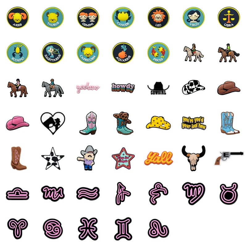 PVC New Arrival twelve constellations cowboy Equestrian Design ShoeParts&Accessories Custom Logo Designer shoe Charms Decoration