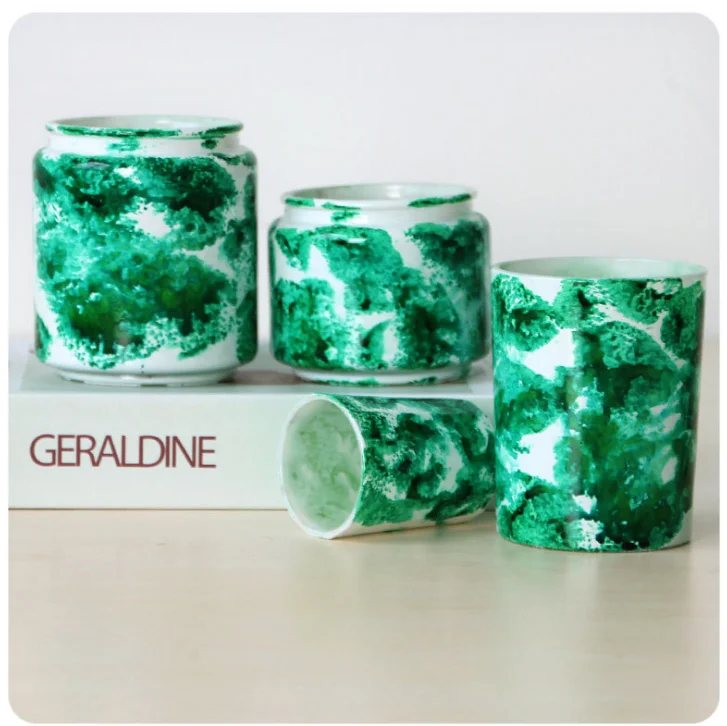 30cl оптовая продажа стеклянных свечей с крышкой и тройным фитилем