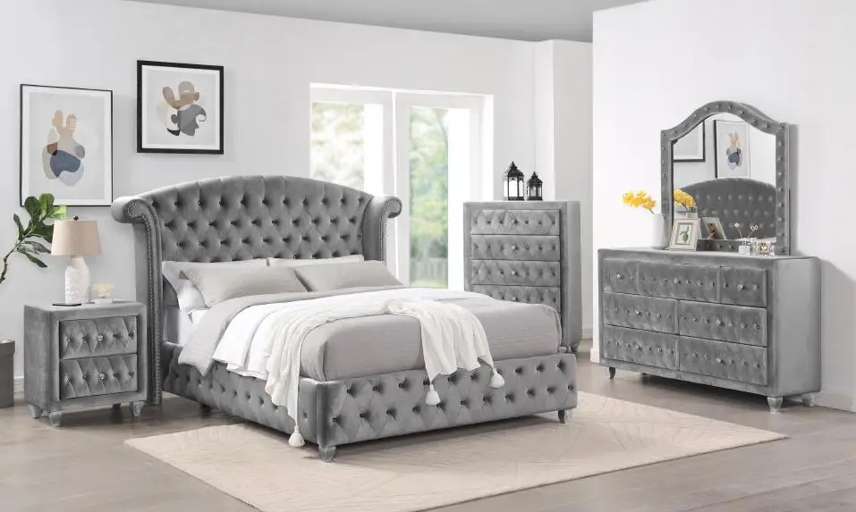 goodwin luxury  modern bedroom king bed/queen bed /double bed set solid wood bed bedroom furnitureZD2546SV