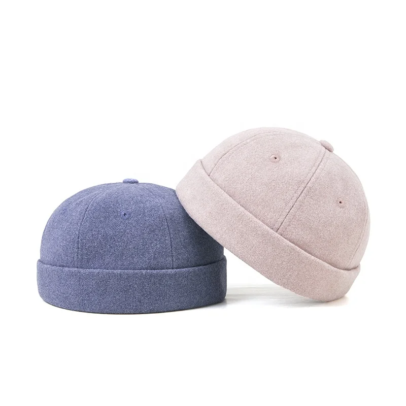 Retro Brimless Hat Vintage wool blend Wholesale Landlord Adjustable Docker cap for Unisex