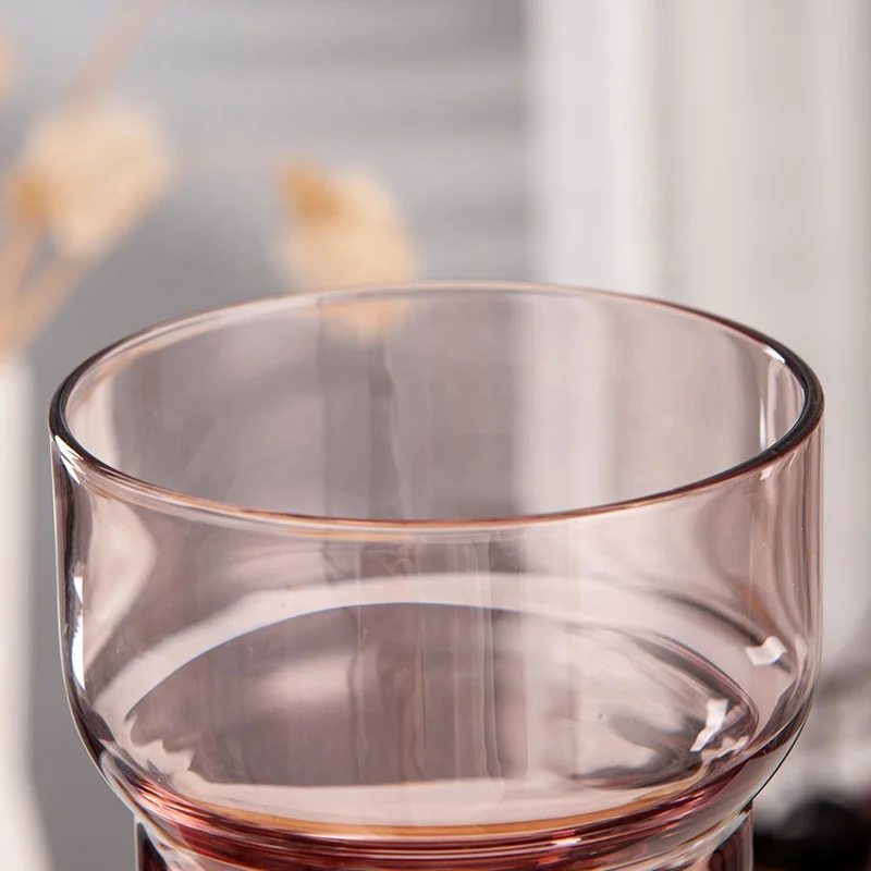 Vintage Coffee Mug Glassware Wine Ice Beer Mug Drinkware Smoothie Cups Creative Stackable Colored Glass Cup