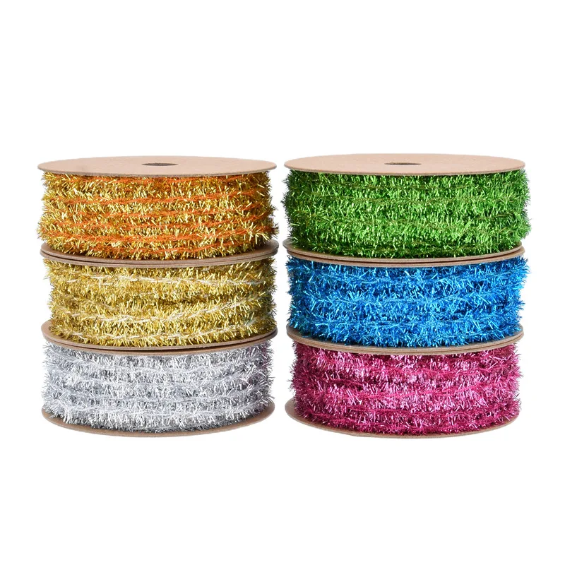 Christmas tree gift packaging fringe wool tops ribbon decoration gold leaf silk thread Christmas latte art ribbon 20 yards