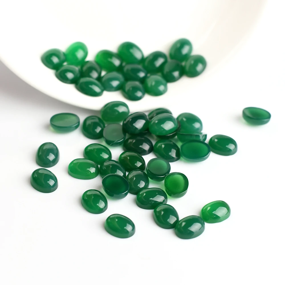 Natural Green Agate Gems Custom Cut Size Shape Wholesale High Quality Oval Cabochon Loose Gemstone Green Agate