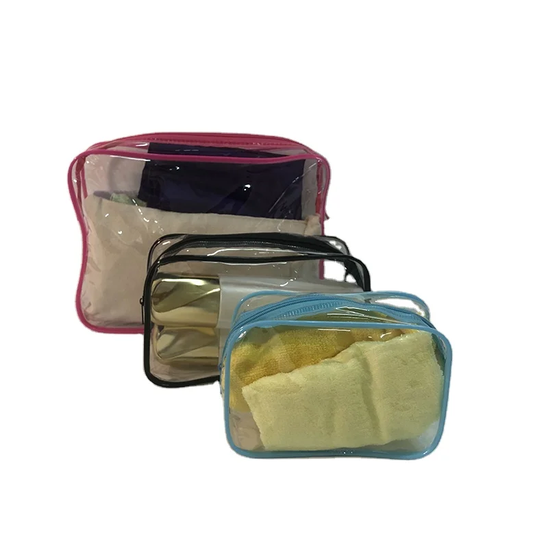 Custom design Clear Makeup Organizer Pouches Travel  Bags Transparent and colorful multi size PVC Cosmetic Bag