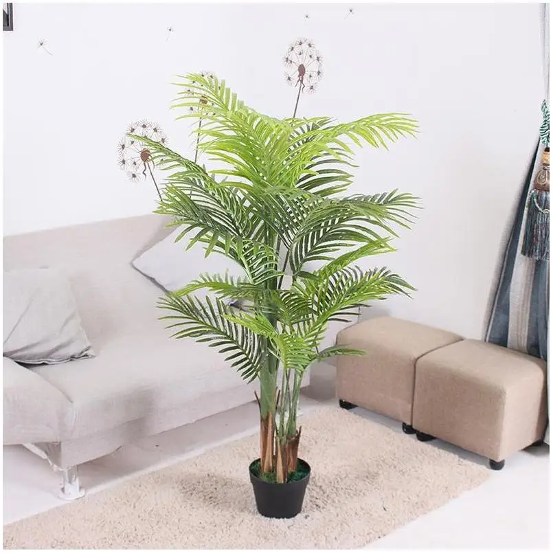 Artificial Fake Tree Plants Indoor Palm Leaves And Flowers Coconut Tall Flowers Outdoor Panels Grass Fence Artificial Plant Wall
