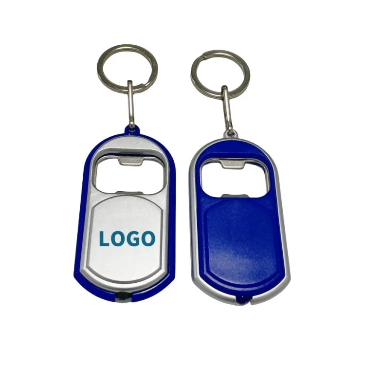 Cheap Led Keychain Flash Light Plastic Led Keyring  Bottle Opener Epoxy Logo Keychain With Led Light