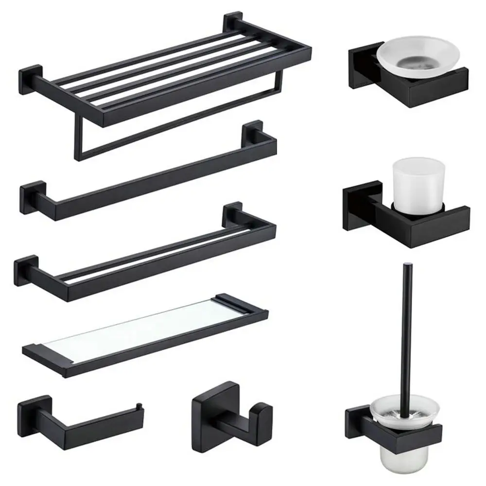 
Bathroom Accessories Stainless Steel Bath Hardware Set Black Bathroom Towel Rack 