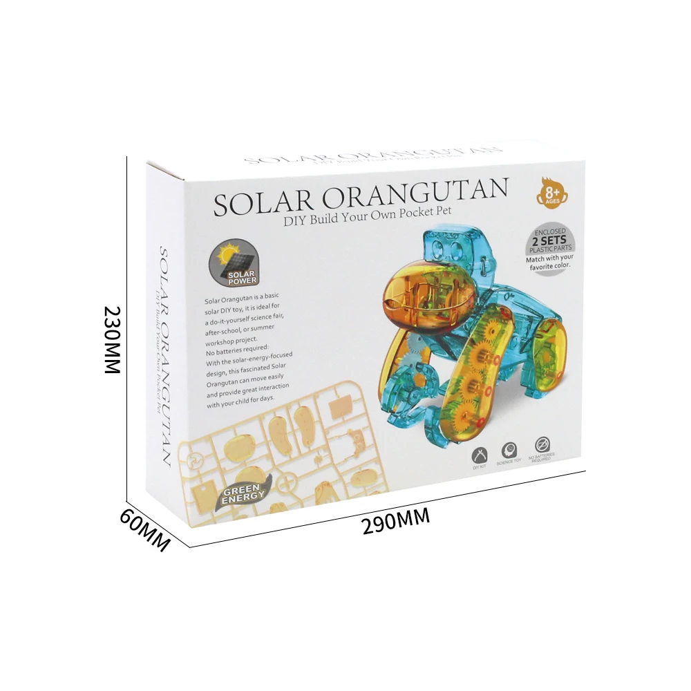 Qilong Education Stem Kids DIY Orangutan Shape Designed Solar Power Robot Energia Juguete Toys
