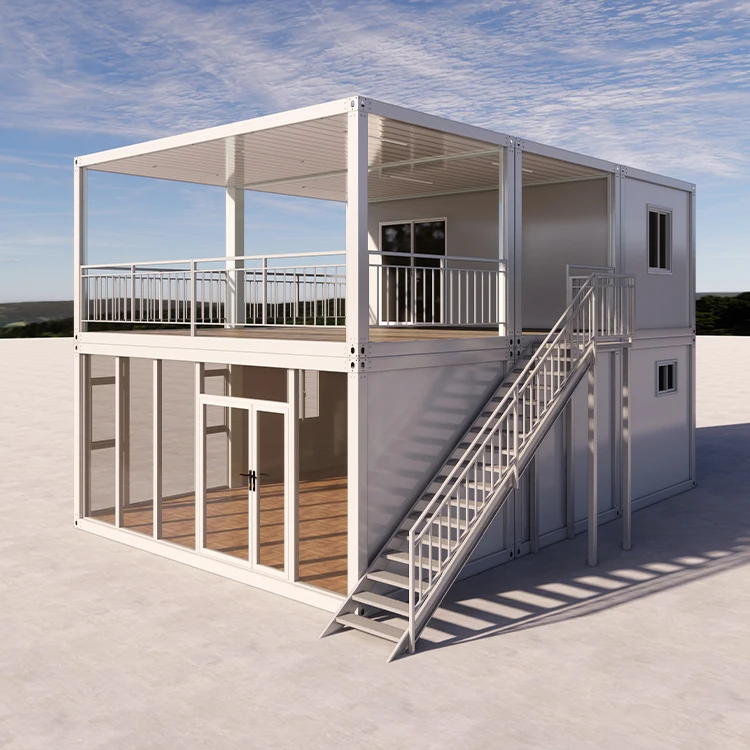 Prefab modular house prefabricated tiny home luxury Two Storey Steel Frame container house Villa