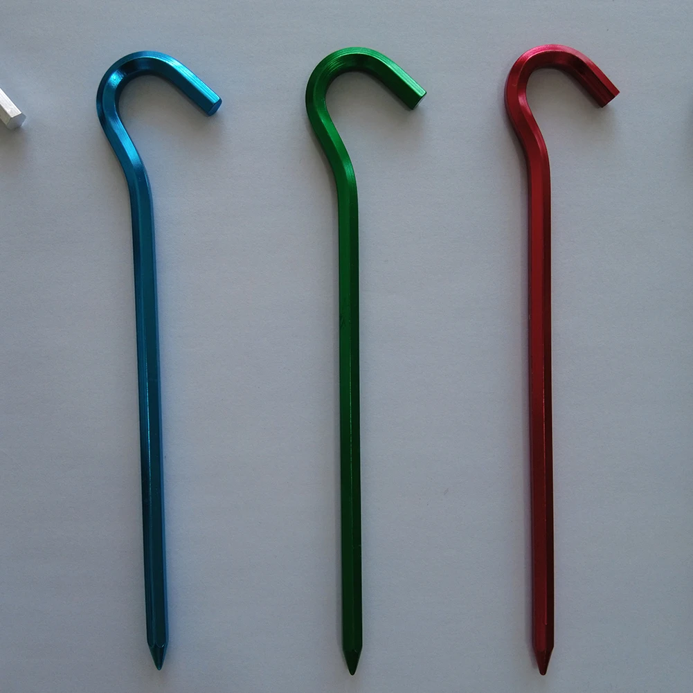 Wholesale Outdoor Camping Sturdy Tent Pegs Aluminum, High Quality Mix Colors Question Mark Tent Pegs