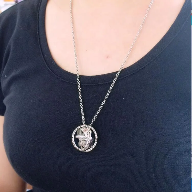 Fashion Astronomy Ball Retro Letters Sphere Reversible Deformed Globe Necklace ring