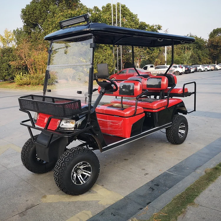 off road all terrian suspension 6 seater  electric golf cart with convertible rear seats