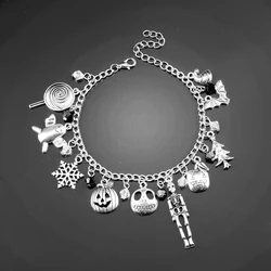 Halloween Jack Skellington Sally Snowflake Skull Pumpkin Bangle Horror Bracelet for Women Jewelry