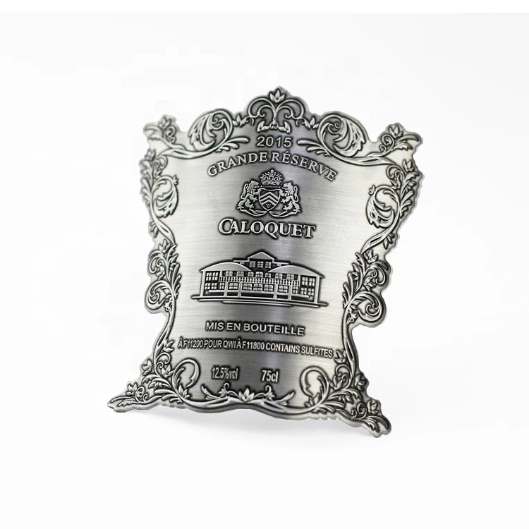 Recyclable Perfume 3d Metal Aluminum Private Label Logo Stickers Wine Bottle High Quality Wholesale sticker wine