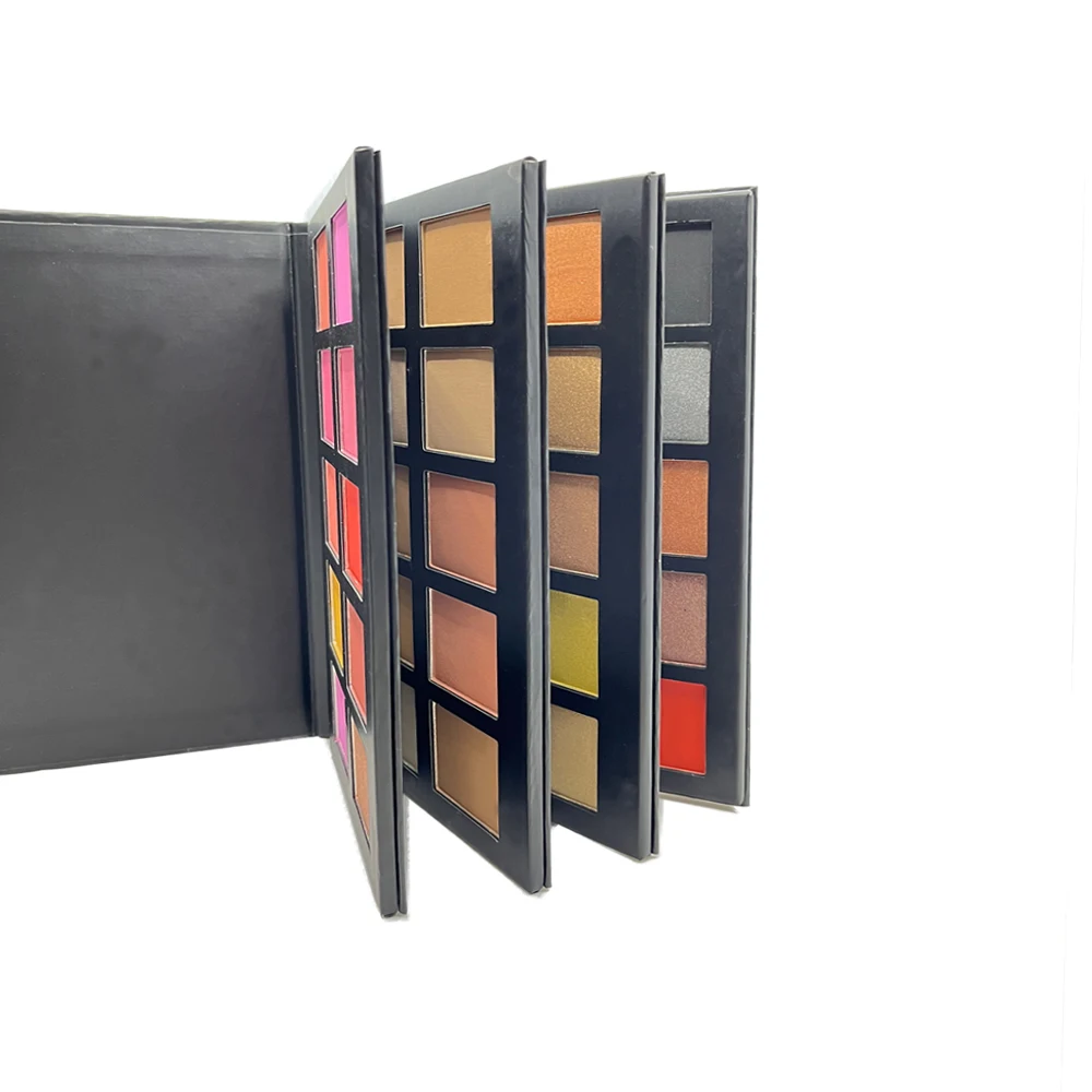 Customize 4 layers book shape  blush contour highlighter and eyeshadow makeup private label palette