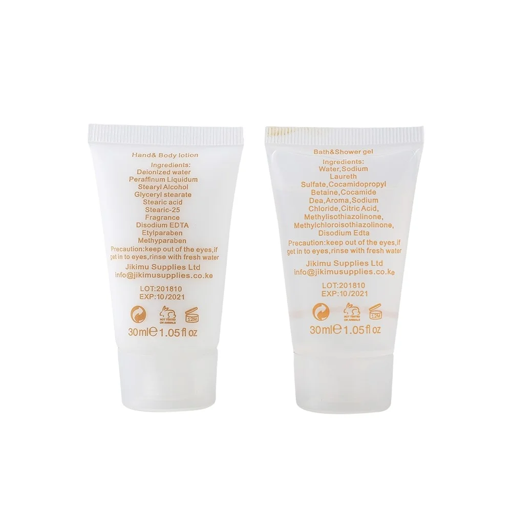 Luxury Disposable Bottles Tube for Hotel Soap Shampoo Show Gel Set