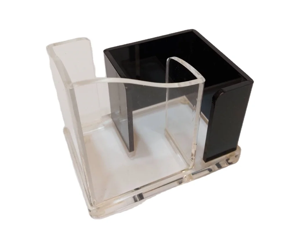 Light Luxury Sustainable Office Black Acrylic Desk Organizer Pen Holder Desktop Storage Box For Export