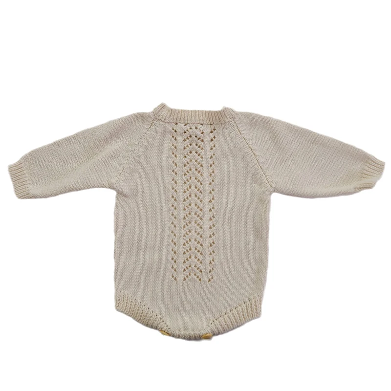 Infant Sweater Romper Pure Cotton Kids Jumpsuit Clothing Hollow Out Baby Unisex Long Sleeve Baby Knitted Romper