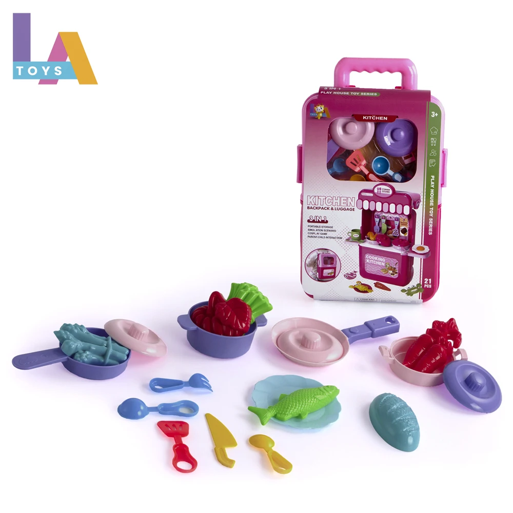 Longthuy Made in Vietnam 3 in 1 Play house travel suitcase toy Educational kitchenware medical ware dessert jewelry toy set