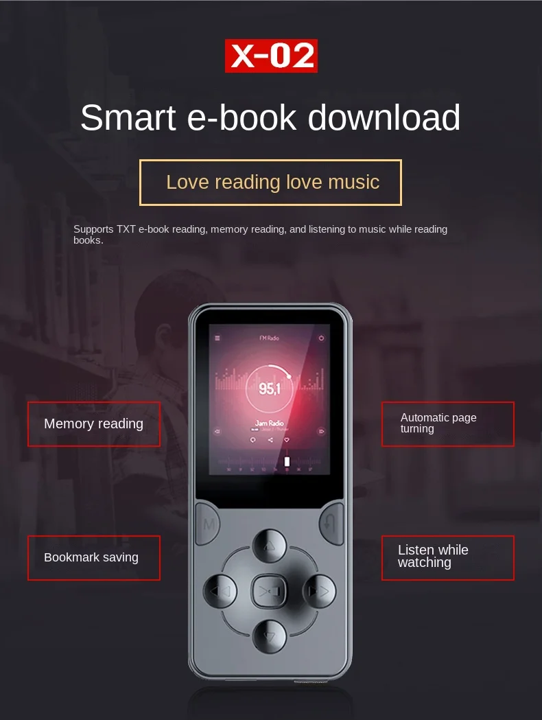 Портативный MP3-плеер для студентов с шумоподавлением Walkman HIFI музыка MP4 Воспроизведение электронная книга видео в любое время