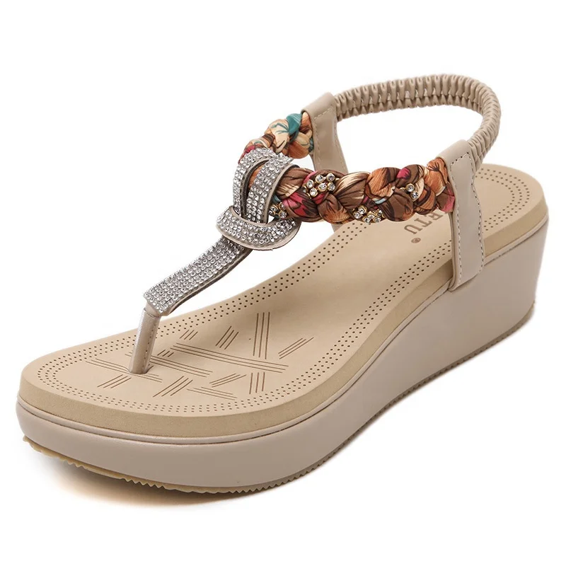 EVERTOP wholesale fashion outdoor beach custom ladies shoes and sandals wedge thong