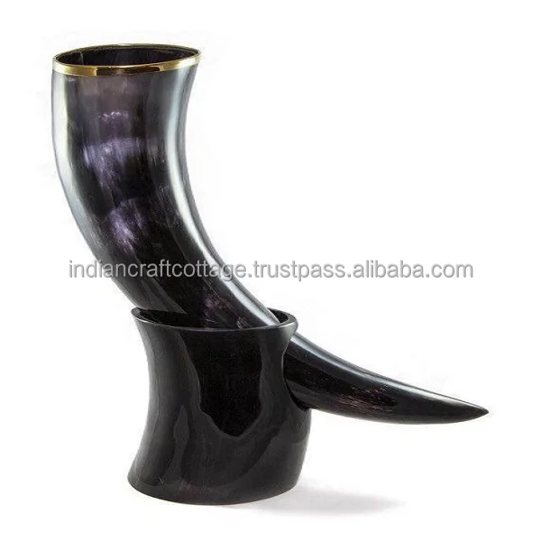 Latest design Best Quality Of Viking Drinking Horn With Iron Stand Authentic & Food Safe Cup Norse Drinking Ho