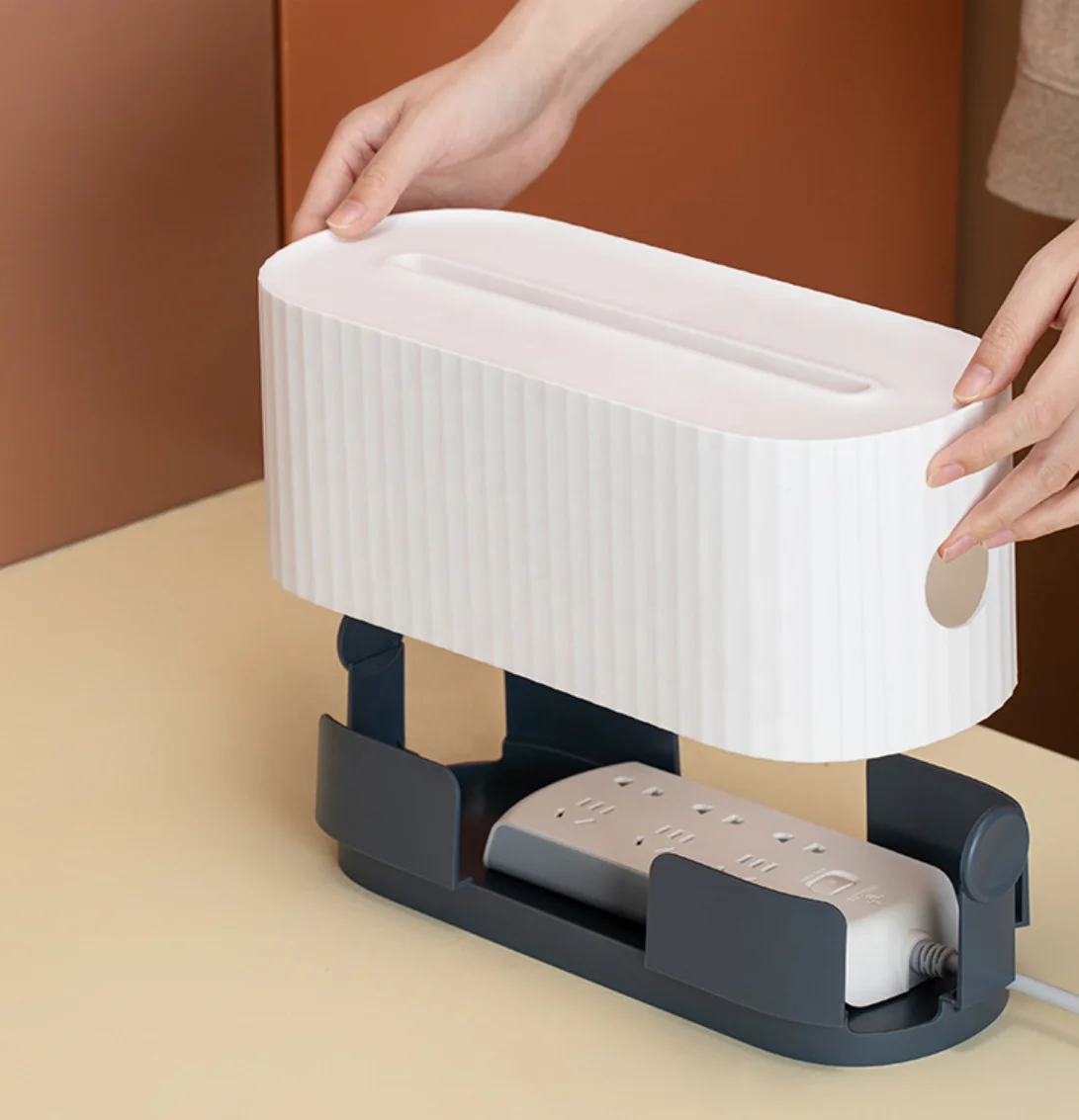 Best Selling USB Cable Management Box Plastic Desktop Drawer Organizers Electric Socket Data Cord Wire Storage Desktop Organizer