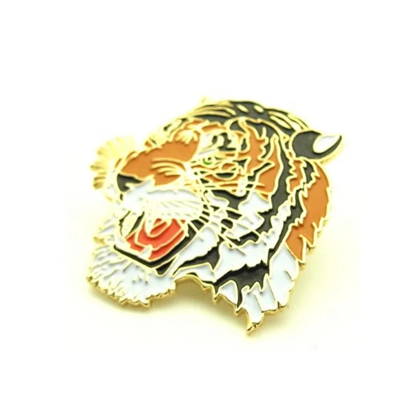 custom cute cartoon logo tiger king enamel lapel pin,gold tiger pin badge,die struck tiger brooch pin