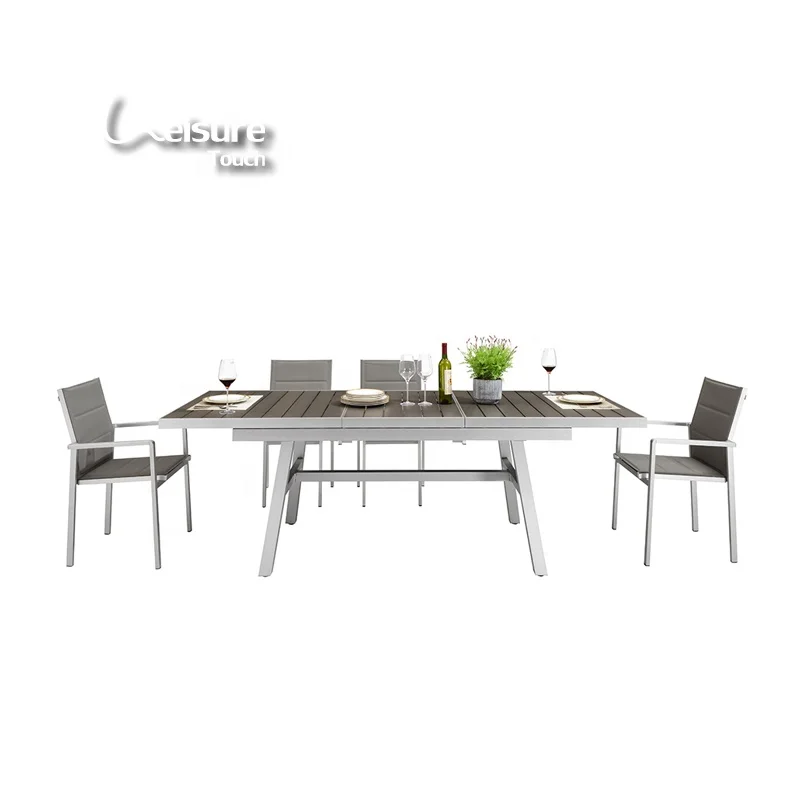 Garden Furniture Unique Design Table And Chair Set For Restaurant With Parasol Hole