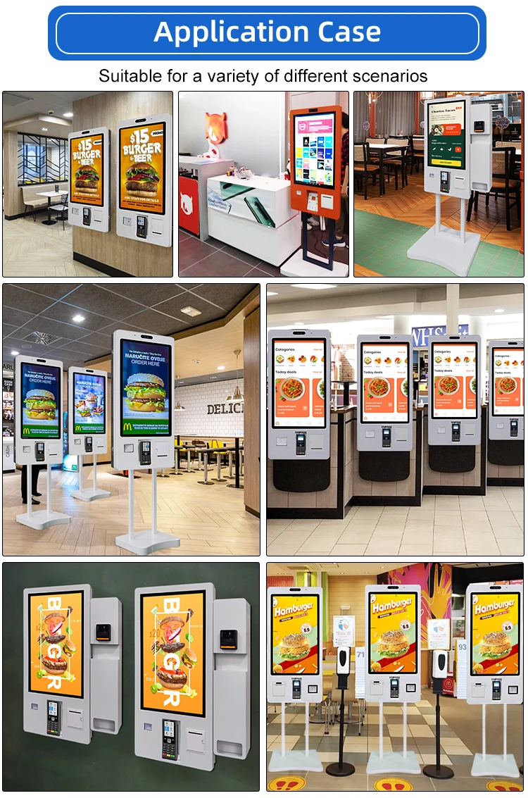 High Quality Wall Mounted Order Kiosk Weighing Self-Service Cashier Touchscreen Self Ordering Machine