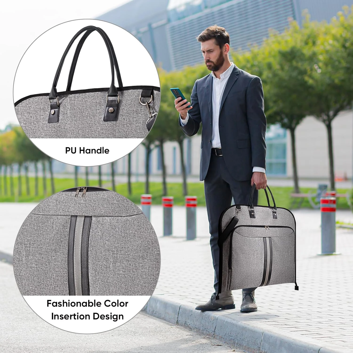 Foldable  Suit Bag Carry on Garment Bag for Hanging Clothes and Travel