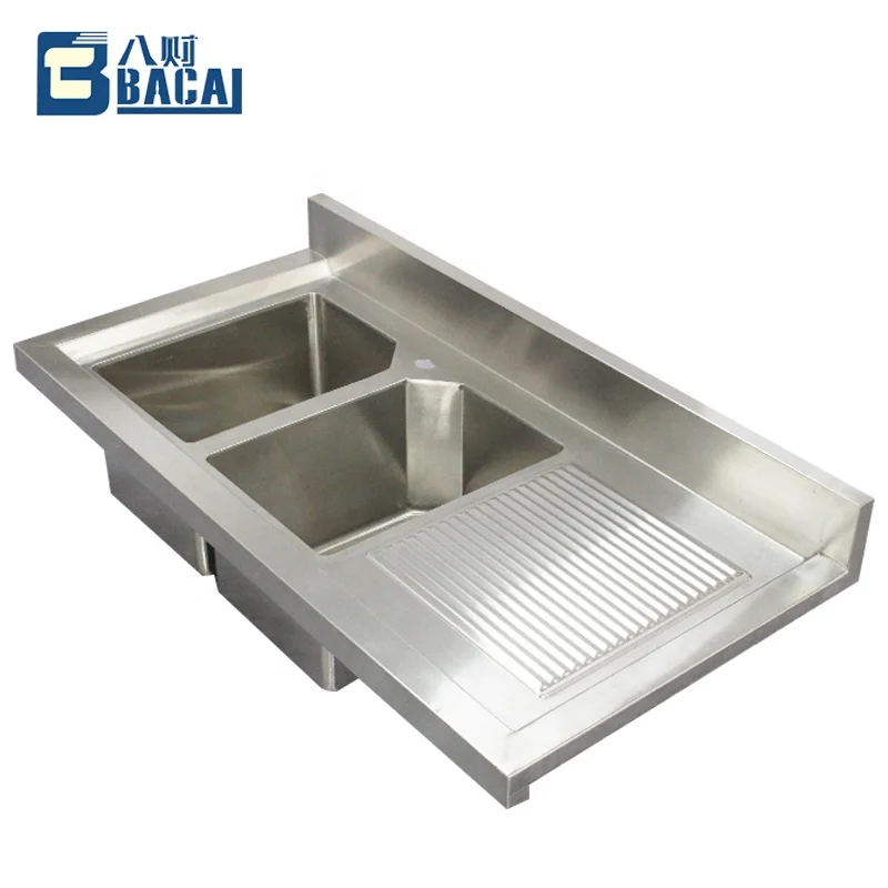 Double Bowl Thickening With platform Stainless Steel Kitchen Sink  for restaurant Commercial customization