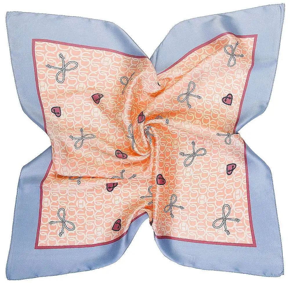 Factory direct sale yellow retro design small and fresh design  packaging natural emulation silk cute women scarfs