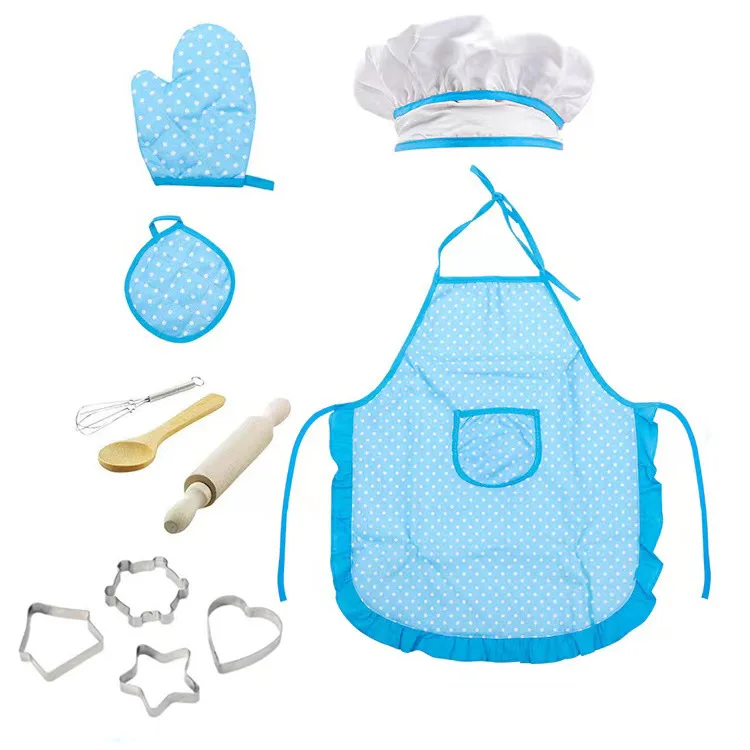 S126 Hot Selling Baking Set For Boys and Girls 11 pcs cake decorating Kids Apron Chef Hat Cooking Kids Baking Kit toys
