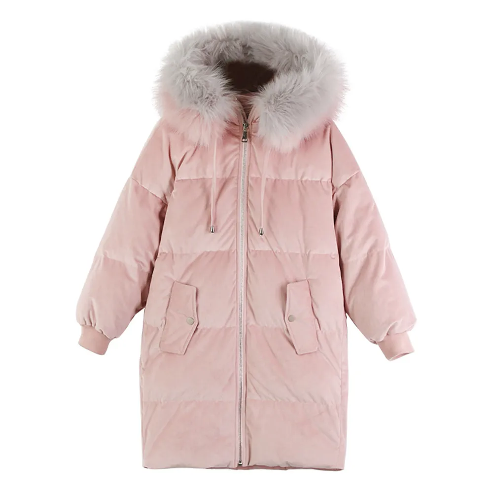2024 new medium long down jacket thickened white duck down Korean version of foreign style warm student coat wholesale