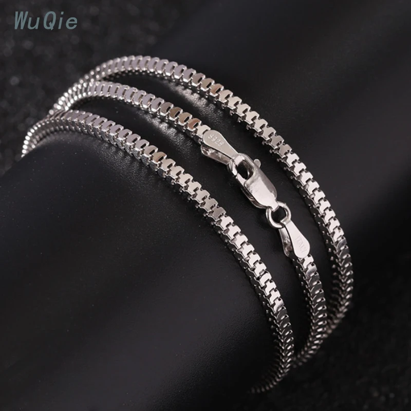 Wuqie Hot Sale 2.4mm Width 925 Sterling Silver Soft Square Snake Chain For Pendant Necklace Jewelry